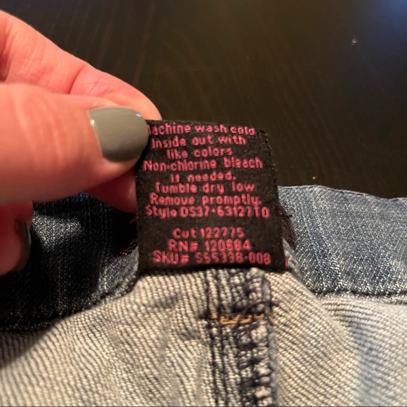 Light Blue Denim Rolled Bottom Torrid Shorts with Buttons on Back Pockets, 26 - Picture 6 of 7